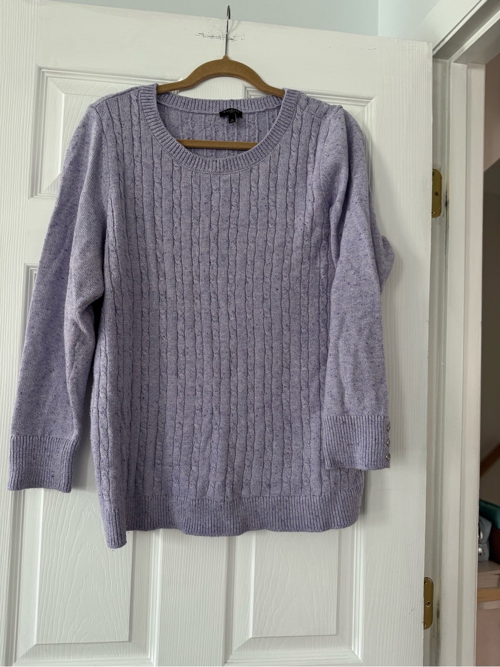 Talbots Lavender Cable-Knit Crewneck Sweater